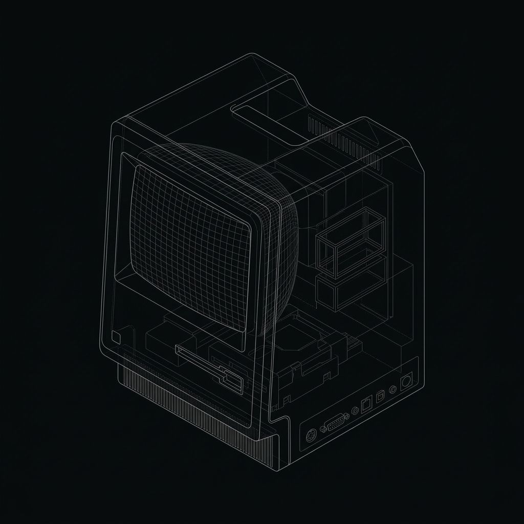 Retro computer wireframe